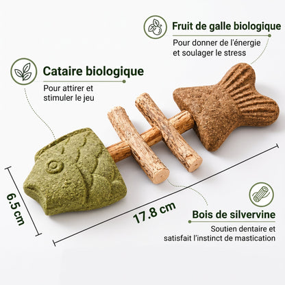 Jouet à mâcher dentaire pour chat en forme d'arête de poisson 🍁💖