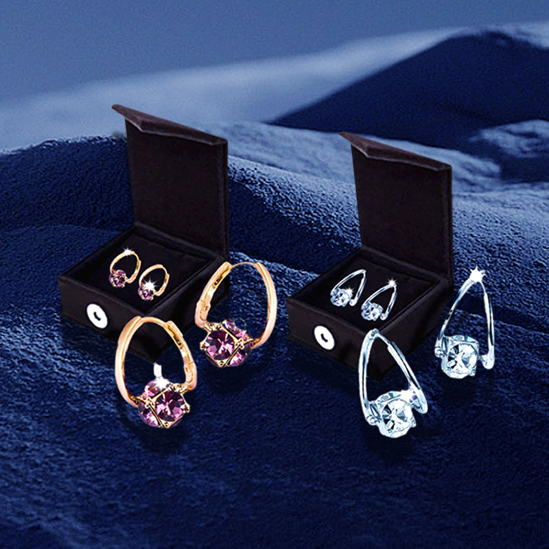 2 PAIRES – Boucle d’Oreille en Cristal +Boucle d‘Oreille Lilas