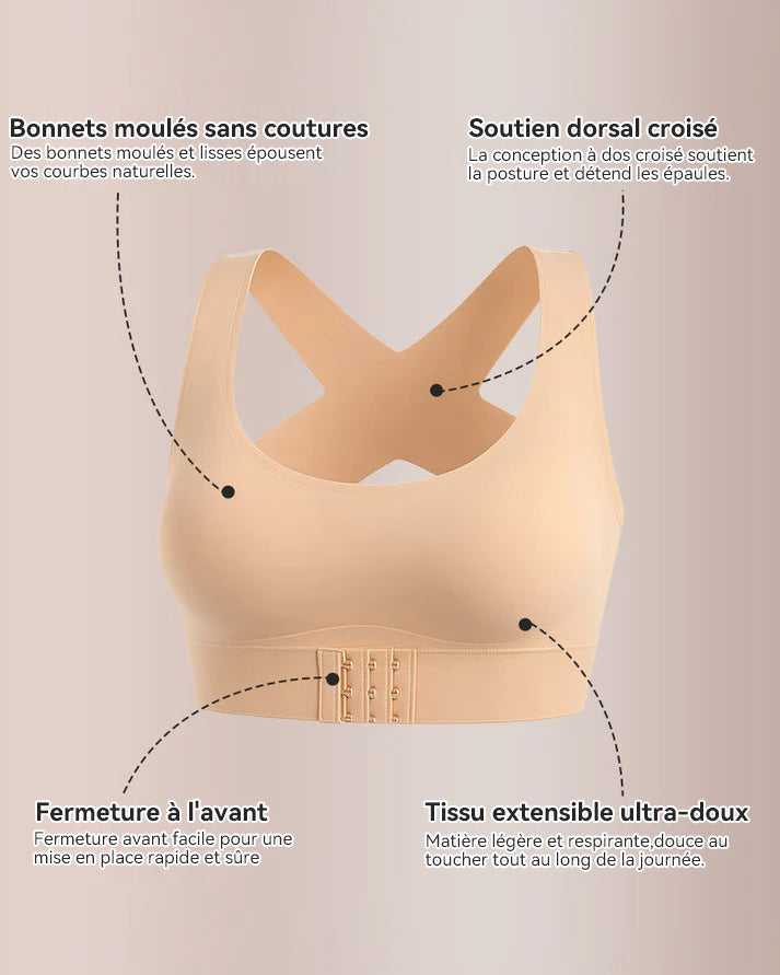 Vnproo®Soutien-Gorge De Posture Sans Armatures À Fermeture Avant Et Dos Croisé